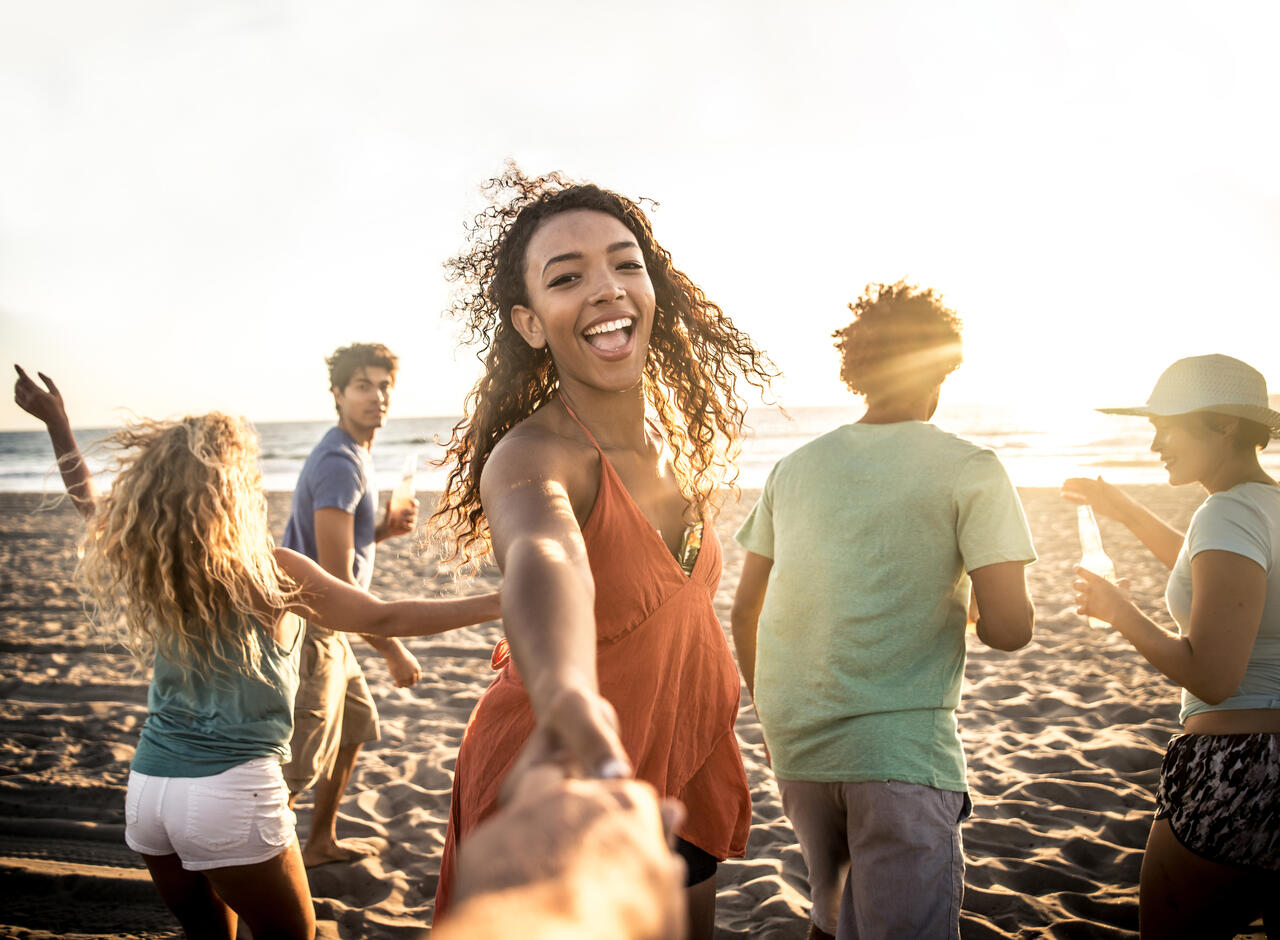 friends at a beach