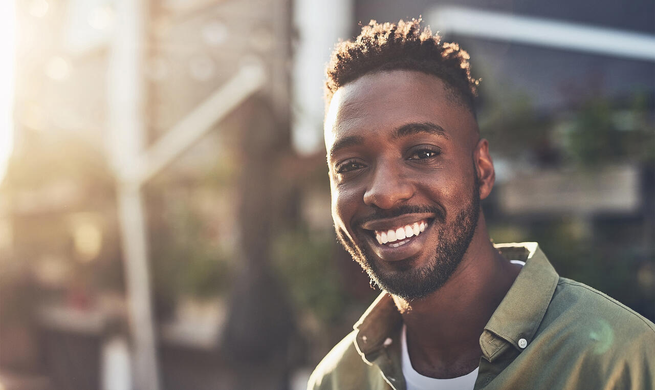 a man laughing